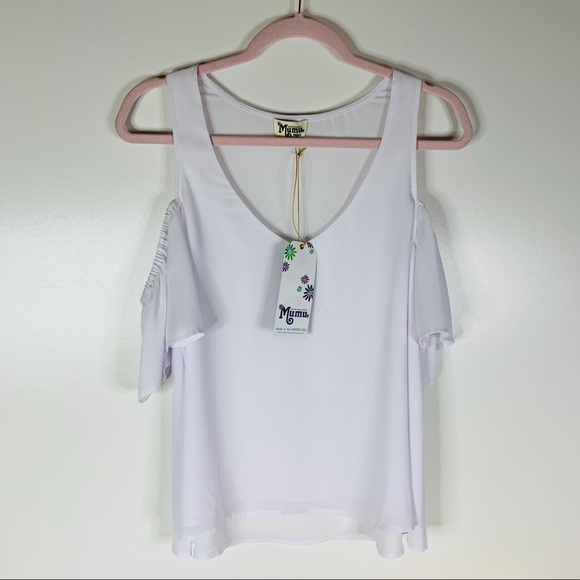 NWT Show Me Your Mumu Hazel Ruffle Top White Small - Picture 3 of 7